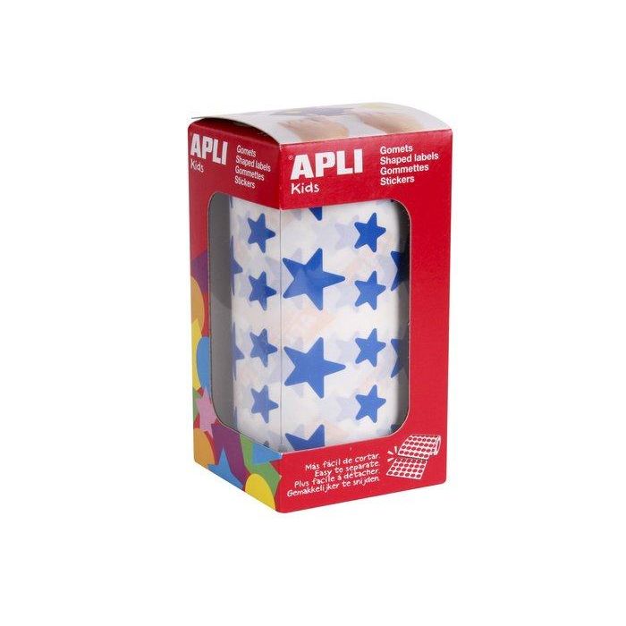 Apli Gomets Estrella 12,5 mm y 19,5 mm, Azul, Rollo de 2.360 gomets