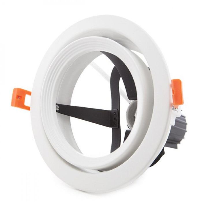 Aro Foco Empotrable Downlight Basculante Blanco Compatible PAR30 E27 (Lámpara No Incluida)