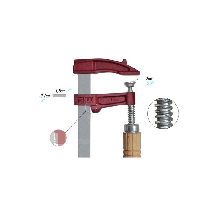 Piher Sargento Aprieto M-15cm Madera Ref. 02015 - Mango Madera Haya, Llanta Acero, Fuerza Máxima 4000N 1
