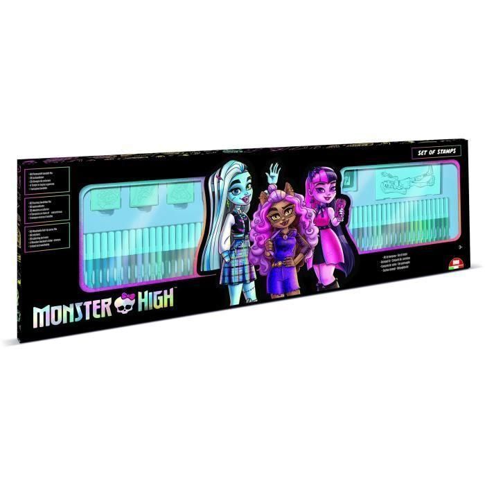 Caja para colorear - MULTIPRINT - 18869 - 60 rotuladores 4 sellos Monster High