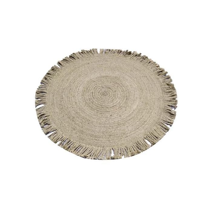 DKD Home Decor Alfombra Balines de Yute y Poliéster Natural 120x120 cm, 1.5 cm de grosor (2 Unidades)