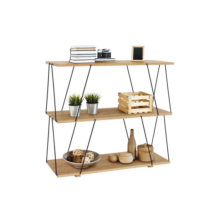 Inde Estantería Metálica y Madera Negra 3 Niveles 80x30x71.2 cm Moblekit 2