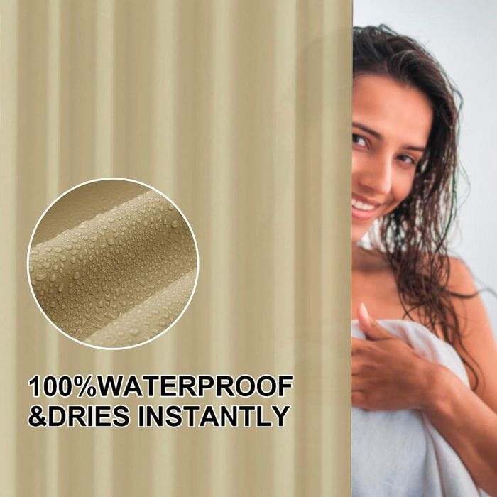 Exma Cortina de Baño Basic Beige 180 x 180 cm Impermeable Anti-moho 2