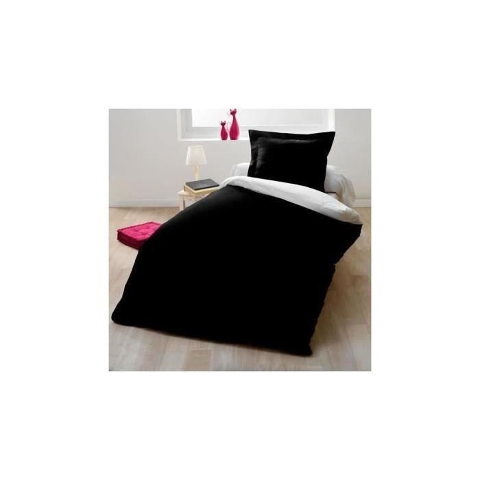 Juego de funda nórdica para 1 persona - 140x200 cm - 100% Algodón - Bicolor Blanco y negro 1 Juego de funda nórdica para 1 persona - 140x200 cm - 100% Algodón - Bicolor Blanco y negro 1