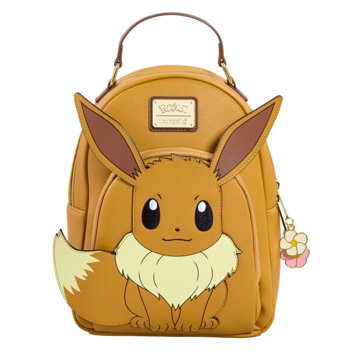 Loungefly Mochila Eevee Pokémon de Piel Vegana con Tirantes Ajustables y Bolsillo Delantero 21,5x27,9x10,1cm