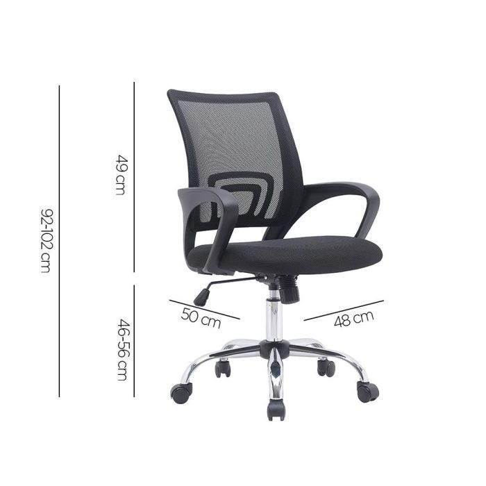 Silla Q-Connect Oficina Siena Malla Base Metalica Alt Max 1000 Anc 560 Prof 570 Ruedas Premium Color Negro 1