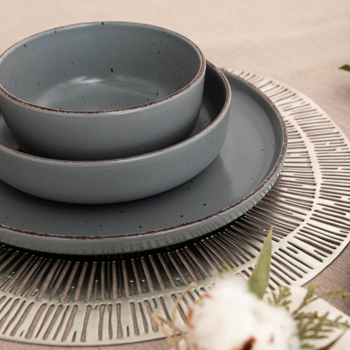 Quid Bol Cerámica Duna 15x15 cm Decorado Gris Pack 12 Unidades 3