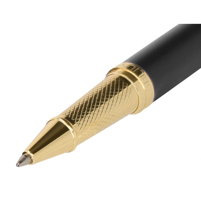 Belius Soiree Bolígrafo de Aluminio Negro y Dorado Tinta Azul Diseño Art Deco 8