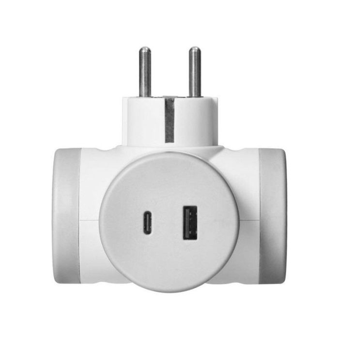 ORNO Ladrón de corriente con 2 tomas Schuko y 1 toma USB-A + USB-C, ORAE13281(GS)/G