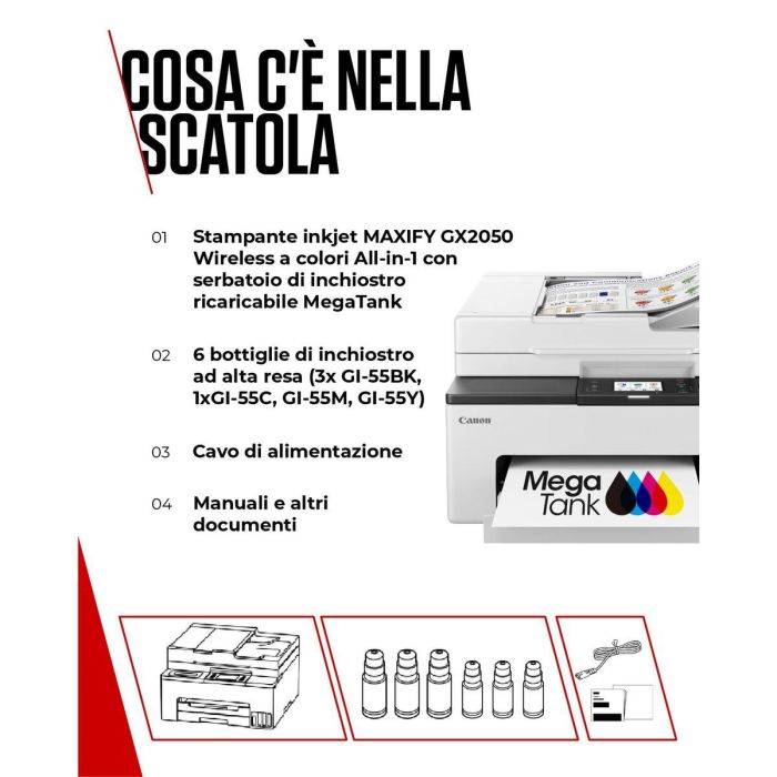Canon MAXIFY GX2050 Impresora Multifunción Inyección de Tinta 4 en 1: Imprime, Copia, Escanea y Envía Fax para Oficina Doméstica con Sistema Megatank 1