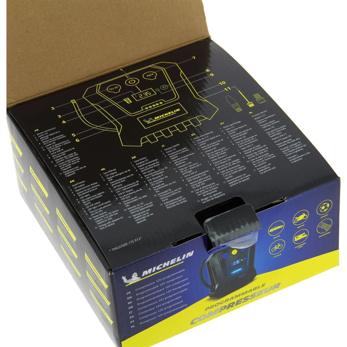 Michelin Compresor programable digital 12V 7 bar con manómetro digital y toma USB/LED 3