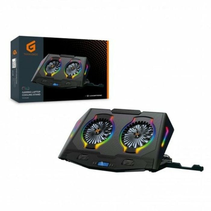 Conceptronic THYIA02B Soporte Base Refrigeración Portátiles Gaming 17" RGB 2 Ventiladores Silenciosos Pantalla LCD 4 Niveles USB Negro 4