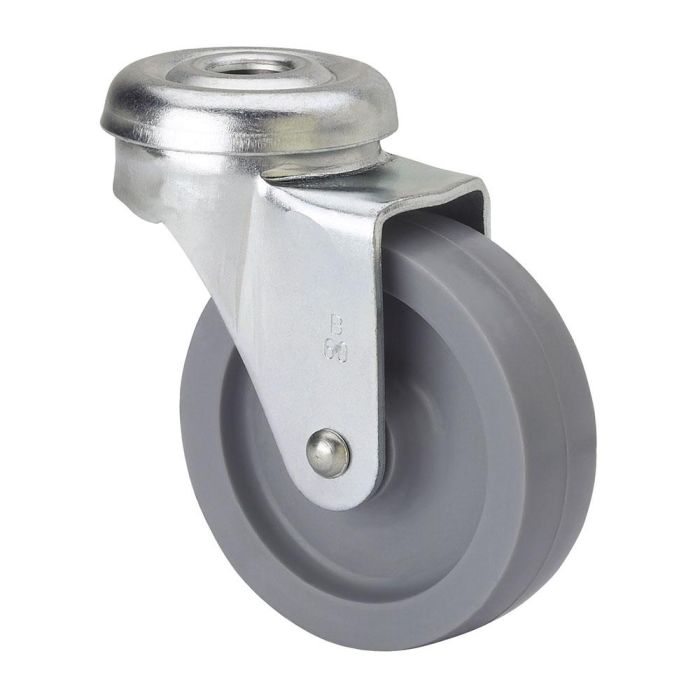Rueda giratoria con agujero y eje liso, color gris, carga máx. 15 kg, ø 3 cm Rueda giratoria con agujero y eje liso, color gris, carga máx. 15 kg, ø 3 cm