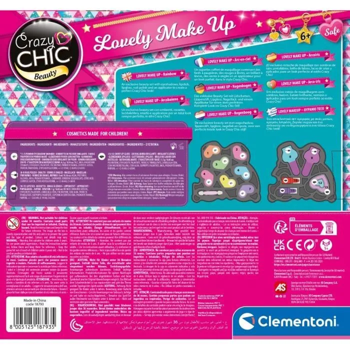 Clementoni CLE8005125187935 Set de Maquillaje Rainbow con 2 Paletas de Sombras de Ojos, Pintalabios y Esmalte de Uñas - A partir de 6 años 4