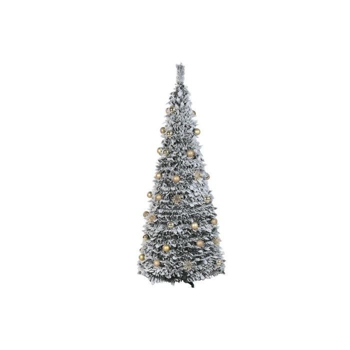 DKD Home Decor Árbol de Navidad Artificial Moderna Dorado Plegable y Desmontable, con Luces LED Integradas y PVC, 180 cm Alto x 71 cm Ancho 1