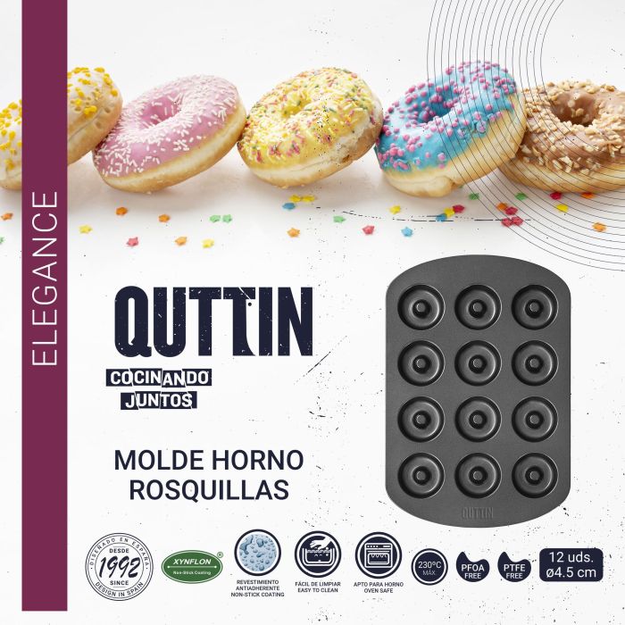 Molde para horno de rosquillas 12 unidades 4.5 cm Quttin (12 Unidades) 10 Molde para horno de rosquillas 12 unidades 4.5 cm Quttin (12 Unidades) 10