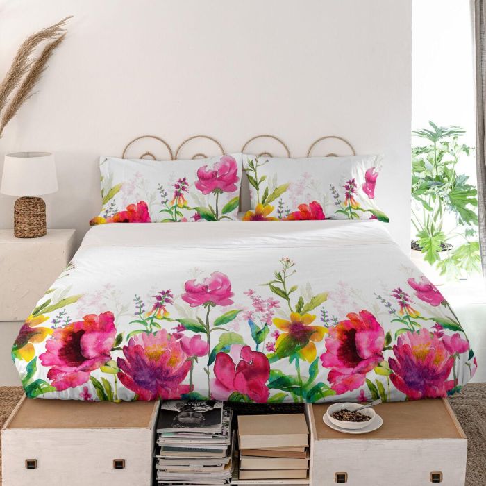 Sábana Encimera HappyFriday Cassia Multicolor Cama de 135/140 2