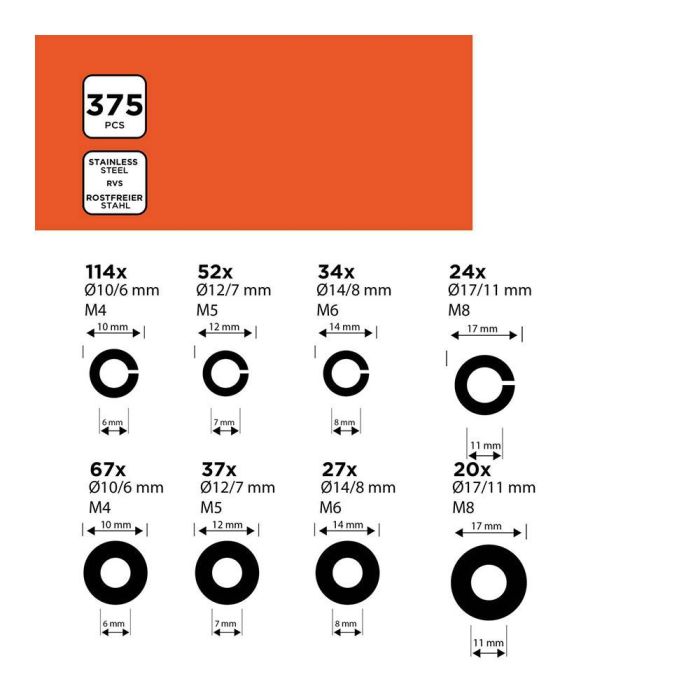 Surtido de arandelas planas y de seguridad black+decker 1