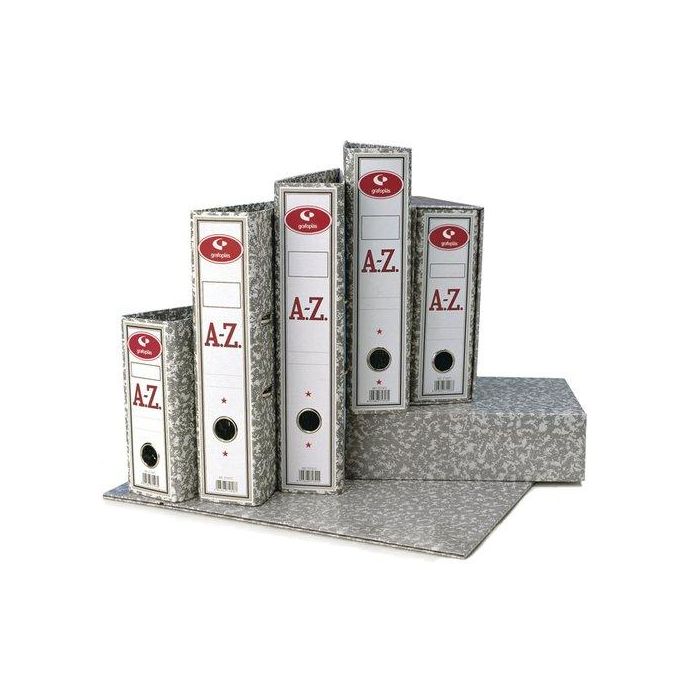 Caja Para Archivador Palanca Grafoplas Classic Carton Jaspeado Gris 4º Natural 75Mm 24 unidades