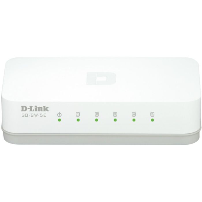 D-Link GO-SW-5E Switch de Escritorio 5 Puertos RJ-45 Fast Ethernet 10/100 Mbps No Administrado, Plug & Play con Tecnología Green