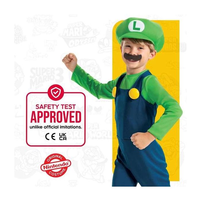 Nintendo Disfraz Super Mario Luigi Lujo Talla 3-4 Años 8