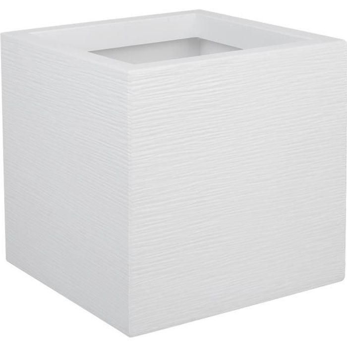 EDA PLASTIQUE Caja de flores cuadrada Graphit Up - 21 L - 29.5 x 29.5 x 29.5 cm - Cerusie blanco EDA PLASTIQUE Caja de flores cuadrada Graphit Up - 21 L - 29.5 x 29.5 x 29.5 cm - Cerusie blanco