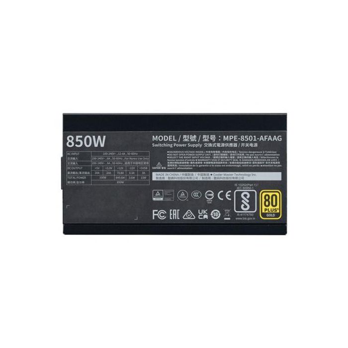 Cooler Master Fuente Alimentación 850W MWE Gold 850 V2 ATX3.1 (MPE-8501-AFAAG-3EEU) - 80 Plus Gold, ATX, PC/Servidor 1 Cooler Master Fuente Alimentación 850W MWE Gold 850 V2 ATX3.1 (MPE-8501-AFAAG-3EEU) - 80 Plus Gold, ATX, PC/Servidor 1