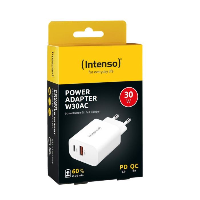 Cargador de Pared INTENSO W30AC Blanco 30 W 2