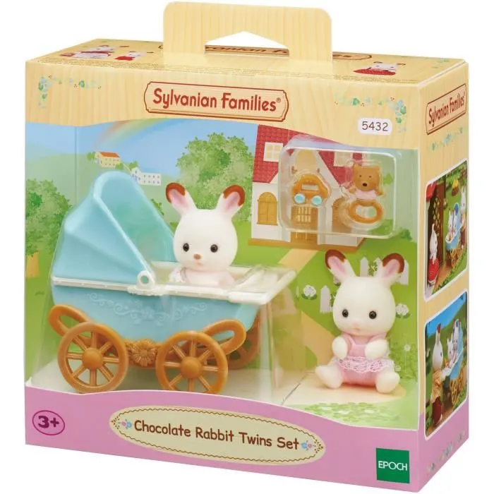 Sylvanian Families 5432 Gemelos Conejito Chocolate con Cochecito Doble y Accesorios 4