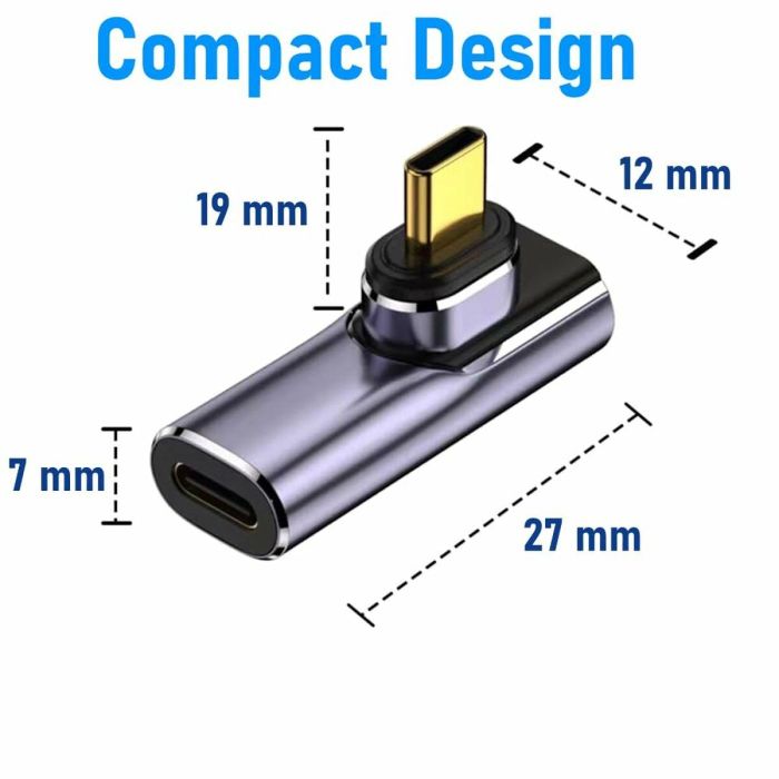 Ewent EC1049 Adaptador USB-C a USB-C Magnético 90 Grados USB4 40Gbps 100W Power Delivery Video 8K Púrpura 4 Ewent EC1049 Adaptador USB-C a USB-C Magnético 90 Grados USB4 40Gbps 100W Power Delivery Video 8K Púrpura 4