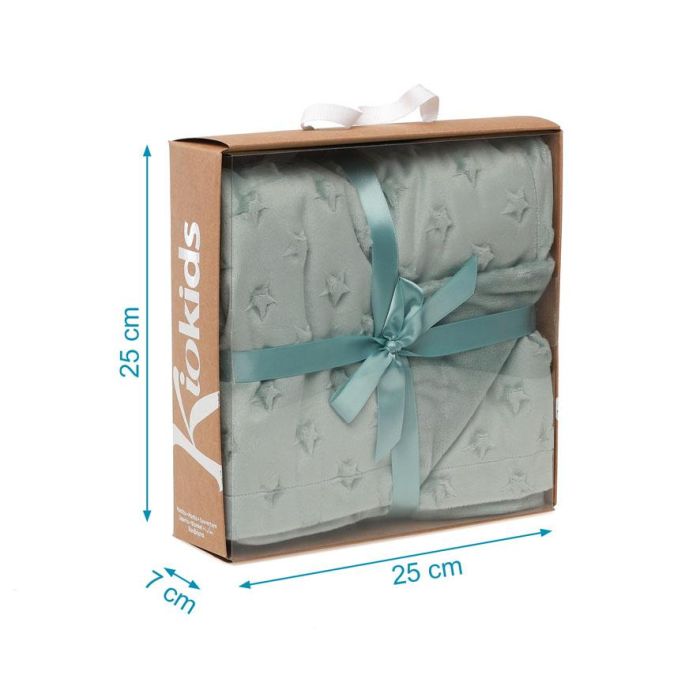 Mantita Para Bebés Color Salvia Con Estrellas En Relieve