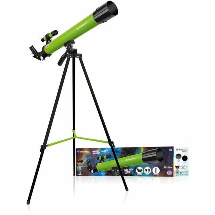 Bresser Telescopio Astronómico 45/600 AZ - Junior - Hasta 100x - Trípode Regulable en Altura - Verde