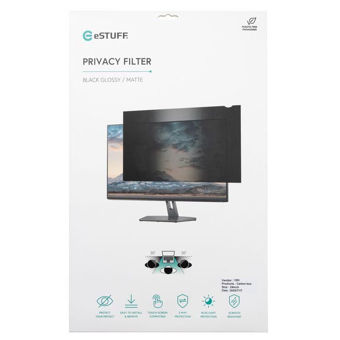 eSTUFF Filtro de Privacidad 25.0" 16:10 para Portátil/Monitor - Protección de Datos Confidenciales y Antiespía 2