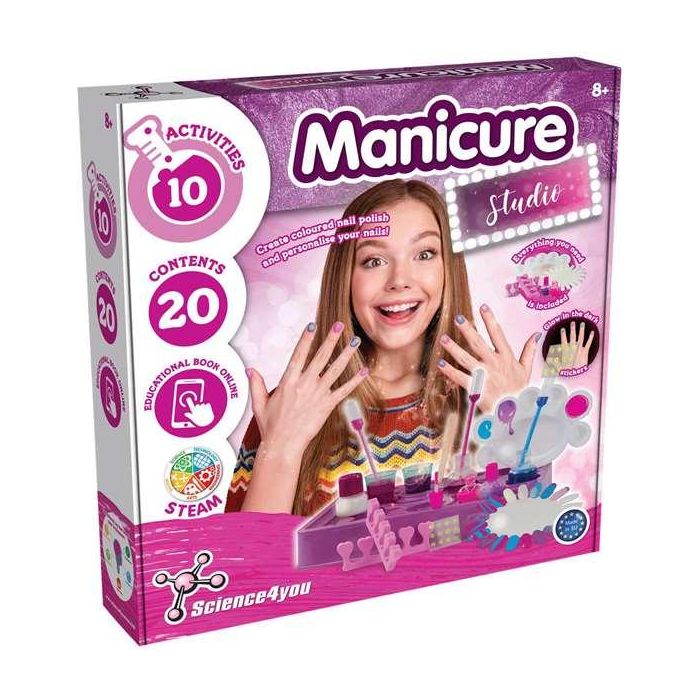 Science for you Juego Estudio de Manicura para Niñas - Crea Esmaltes de Colores y Personaliza Uñas con Pegatinas - 8+ Años