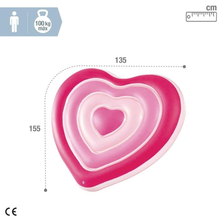 Colchoneta Hinchable Intex Corazón 135 x 155 x 25 cm Rosa (6 Unidades) 3 Colchoneta Hinchable Intex Corazón 135 x 155 x 25 cm Rosa (6 Unidades) 3