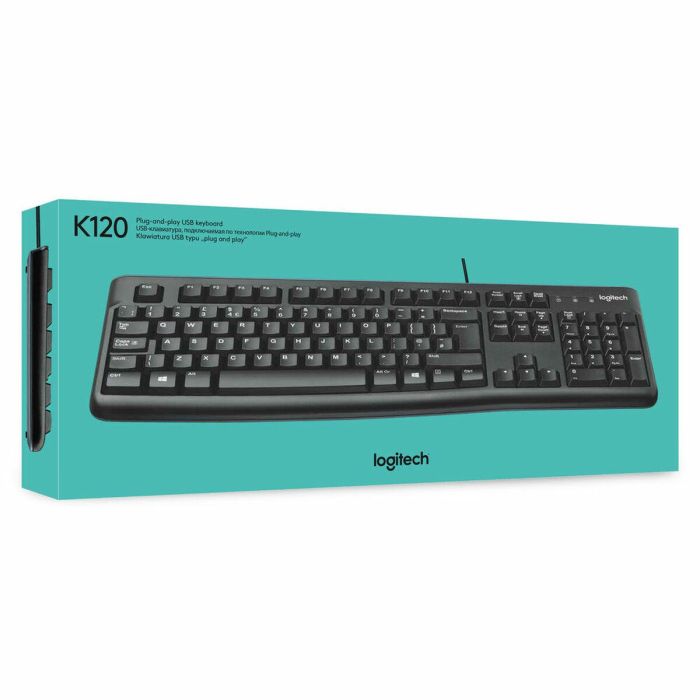 Logitech K120 Teclado USB de Perfil Bajo, Silencioso, Resistente a Salpicaduras, con Teclado Numérico, Teclas Duraderas y Conexión Plug & Play 1 Logitech K120 Teclado USB de Perfil Bajo, Silencioso, Resistente a Salpicaduras, con Teclado Numérico, Teclas Duraderas y Conexión Plug & Play 1
