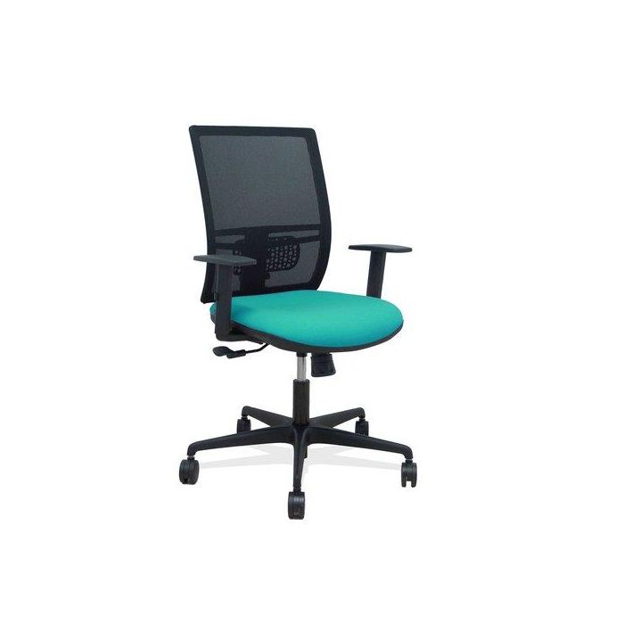 Silla Piqueras Y Crespo Yunquera Brazos Regulable Ergonomica Mecanismo Sincro Respaldo Malla Negra Asiento Tapizado Bali Turquesa