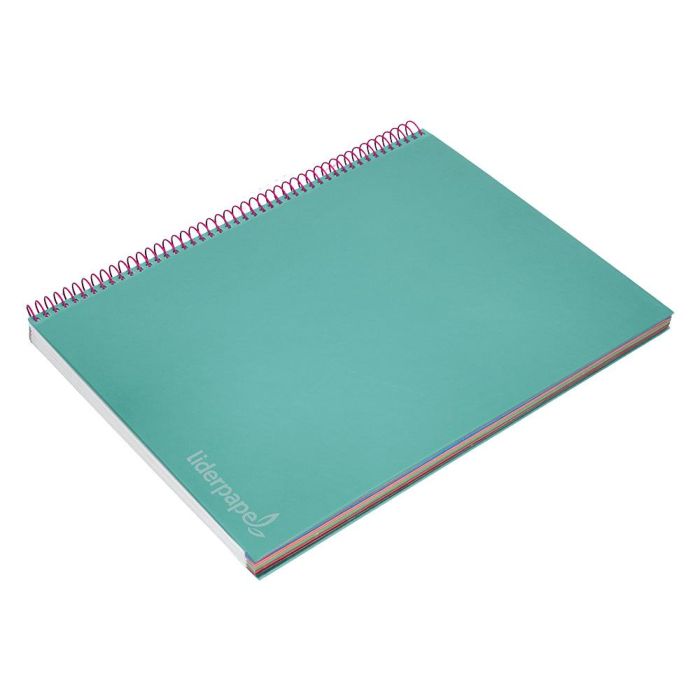 Cuaderno Espiral Liderpapel A4 Micro Jolly Tapa Forrada 140H 75 gr Cuadro 5 mm 5 Bandas4 Taladros Color Turquesa 5