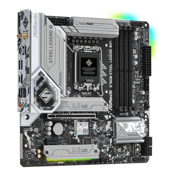 ASRock B760M Steel Legend WiFi Placa Base Micro ATX, Intel B760, Socket LGA 1700, DDR5, WiFi 6E, Bluetooth 5.3