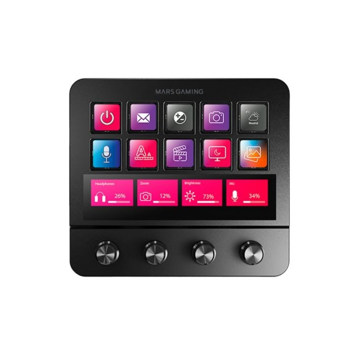 Stream Deck Mars Gaming MSD-PRO/ 10 Teclas LCD + 4 Diales Personalizables/ Negro 1