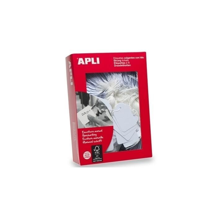 Apli Etiquetas Colgantes Con Hilo 9x24 mm Caja 1000 Ud Blanco Apli Etiquetas Colgantes Con Hilo 9x24 mm Caja 1000 Ud Blanco
