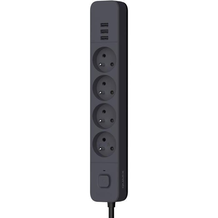 Regleta QUARX - 4 tomas - Con 3 puertos USB, cable de 3m 1