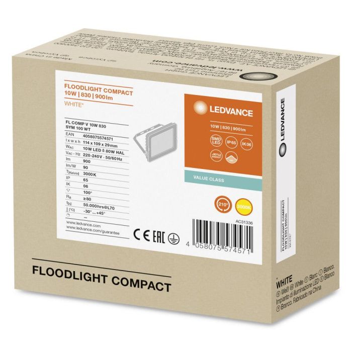 [LVE-4058075574571] Foco Proyector LED Ledvance 10W 900Lm 3000K 100 x 100º IP65 1