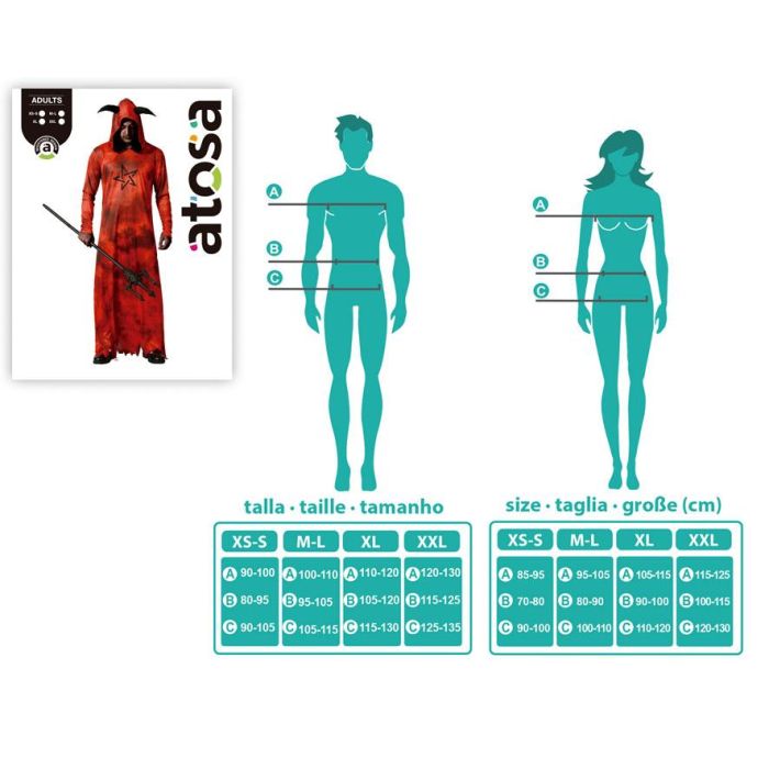 Disfraz Demonio Rojo con Túnica y Capucha para Hombre Adulto 3 Disfraz Demonio Rojo con Túnica y Capucha para Hombre Adulto 3