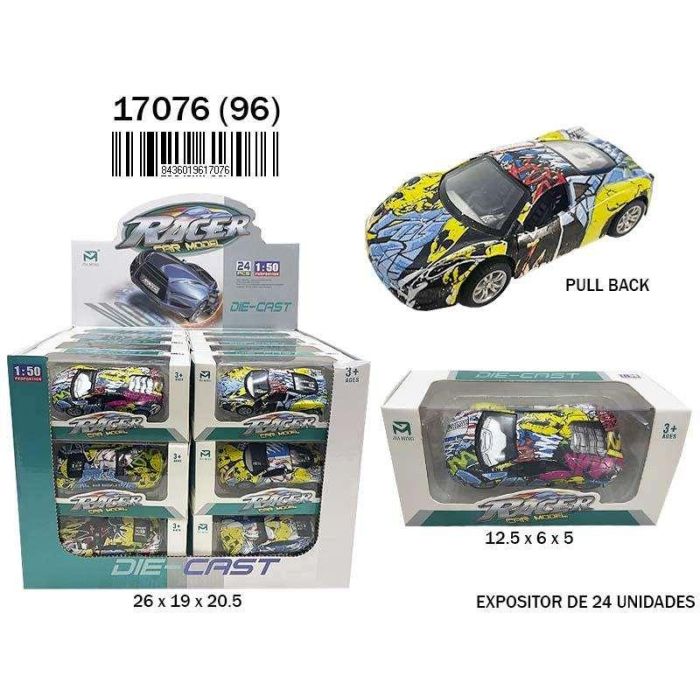 Juguete coche graffity pull back, en caja escala 1:50