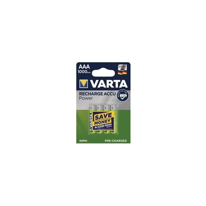Varta 5703301404 Pilas Recargables Ni-MH HR03 AAA 1000mAh 4 Unidades