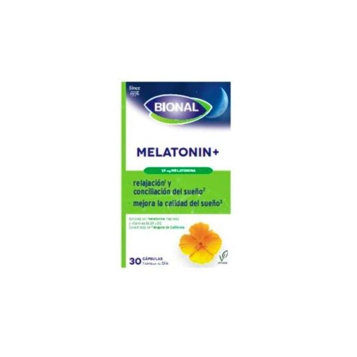 BIONAL Melatonina Melatonin+ 1,9mg con Amapola de California y Magnesio para Dormir 30 Cápsulas Veganas