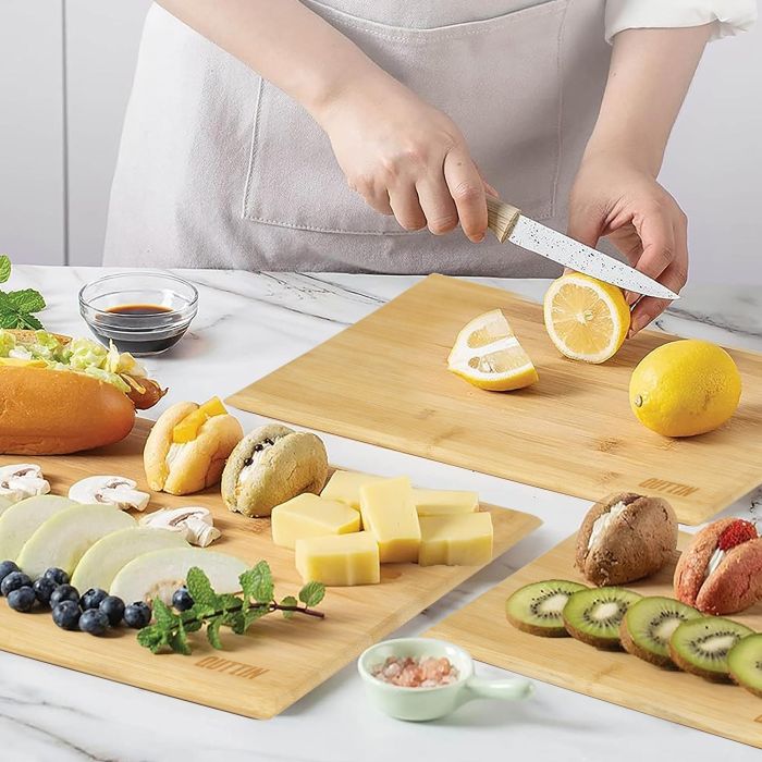 Quttin Tabla para Cortar y Servir de Bambú 28 x 20 cm - Ideal Cocina y Presentación Alimentos (12 Unidades) 5