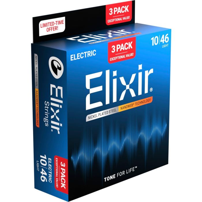 Pack 3 - Juegos Eléctrica Nanoweb Nickel P. Steel Light 10-46 Elixir 0 Pack 3 - Juegos Eléctrica Nanoweb Nickel P. Steel Light 10-46 Elixir 0