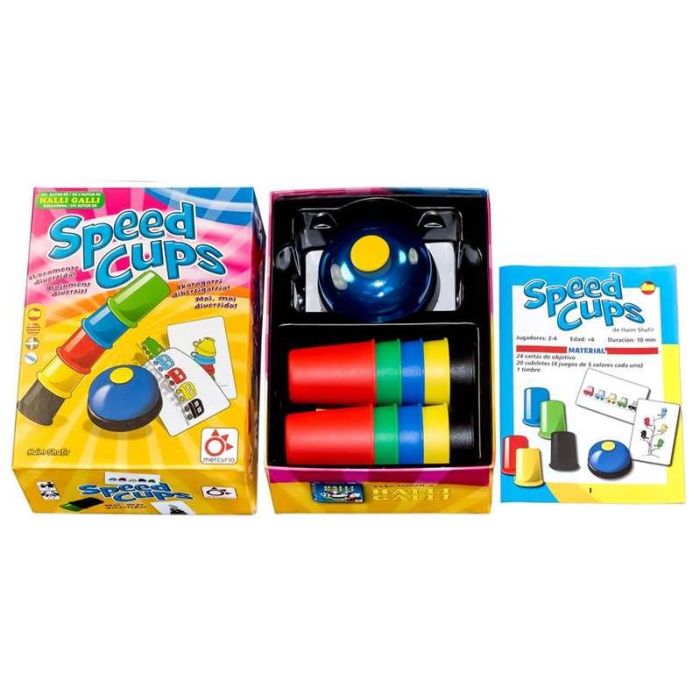 Mercurio Juego de Mesa Speed Cups Multilengua (Castellano, Catalán, Euskera, Gallego) con Cubiletes y Cartas para +6 Años 3